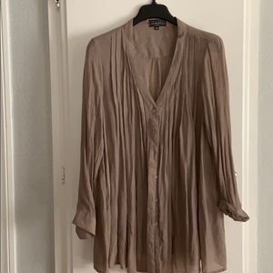 Pretty Taupe V-neck Blouse